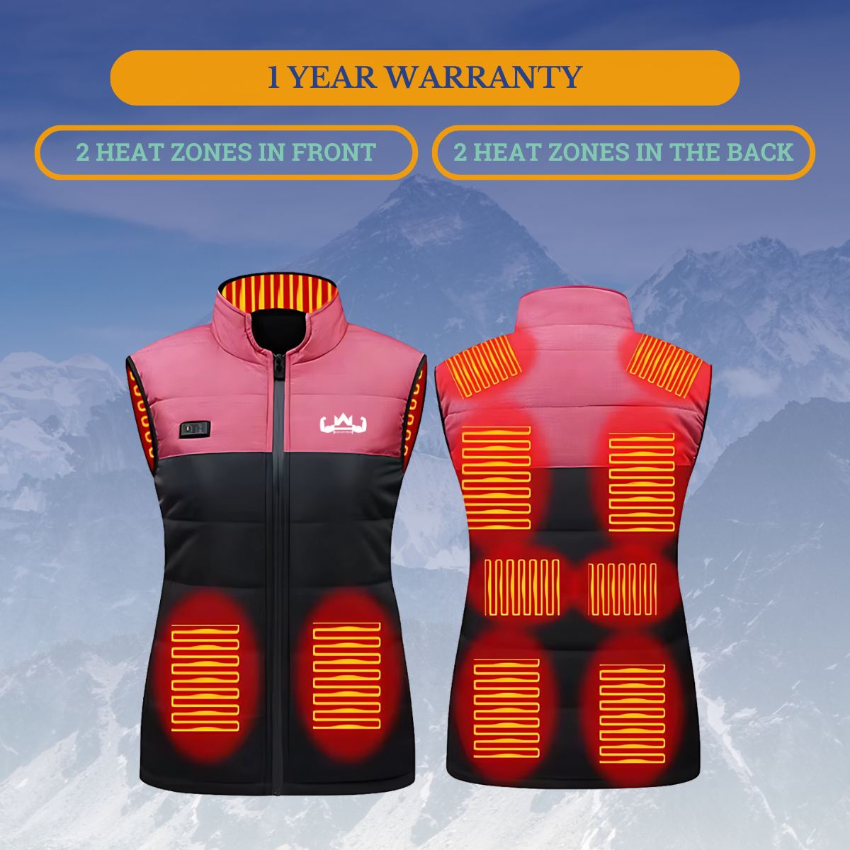 Verwarmde Bodywarmer Dames | Roze/Zwart | GRATIS Powerbank + Ebook