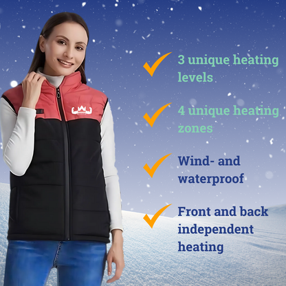 Verwarmde Bodywarmer Dames | Roze/Zwart | GRATIS Powerbank + Ebook