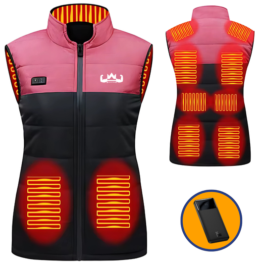 Verwarmde Bodywarmer Dames | Roze/Zwart | GRATIS Powerbank + Ebook