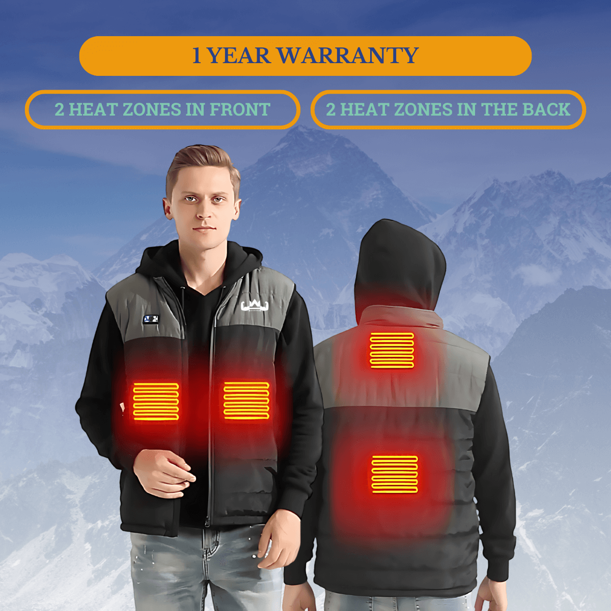 Duurzame vest met verwarming voor het bovenlichaam